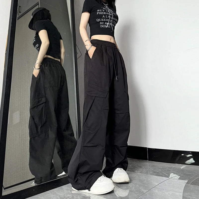 Y2K High Waist Wide Leg Cargo Pants – Streetwear Essential Pants LUNARITY GARAGE
