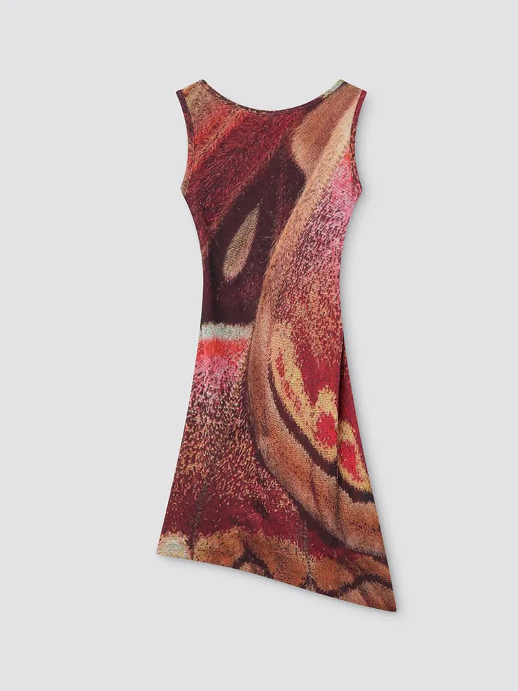 Personalized Pattern Print Sheath Dress | Fashion Women's Diagonal Collar Sleeveless Tank Hip Wrap Sexy Club Dress Dress LUNARITY GARAGE Printed S