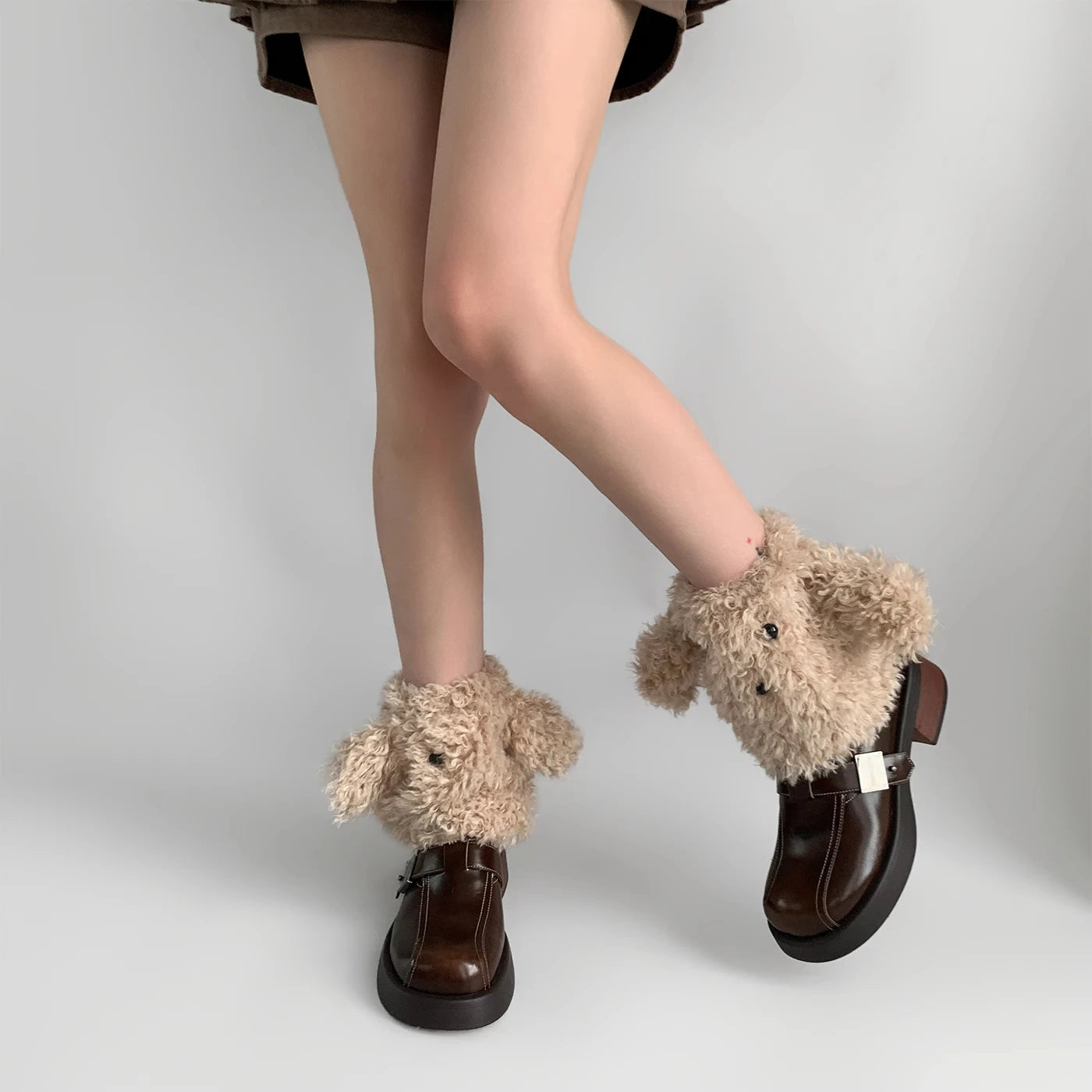 Funny Teddy Curly Leg Warmers – Cute Dog Animal Leg Warmers for Women, Winter JK Girl Cosplay, Y2K, Harajuku & Lolita Style Leg Warmers LUNARITY GARAGE