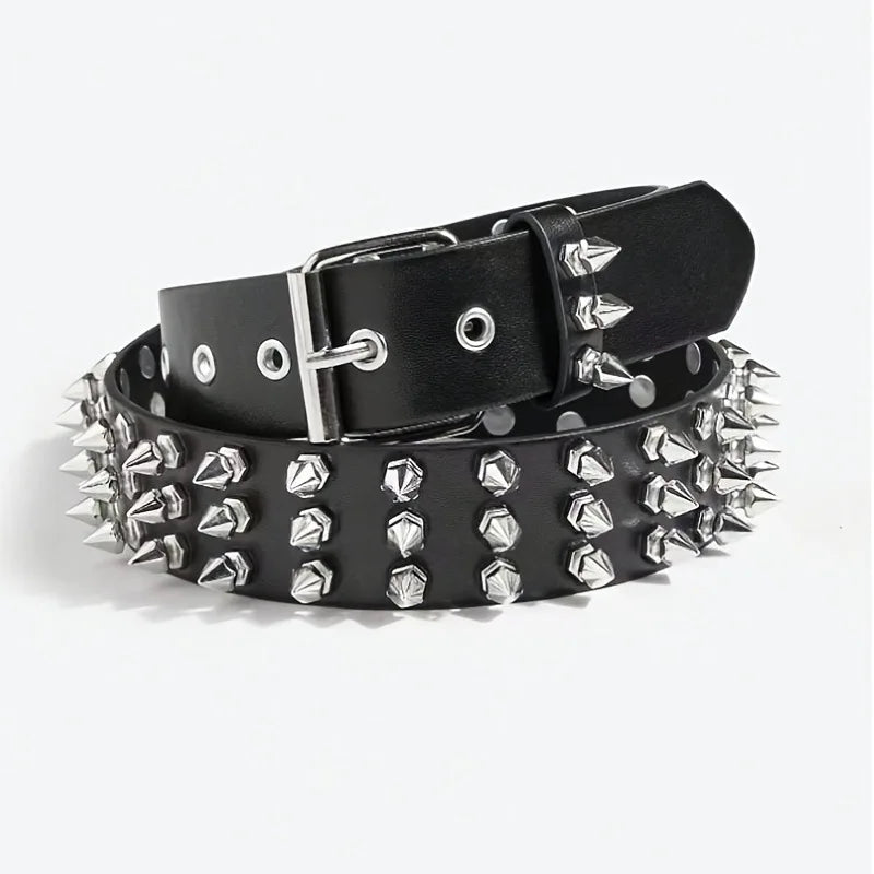 Star Eyelet Double Buckle Punk Belt - Versatile Y2K Jeans Waist Belt Belt LUNARITY GARAGE 110cm