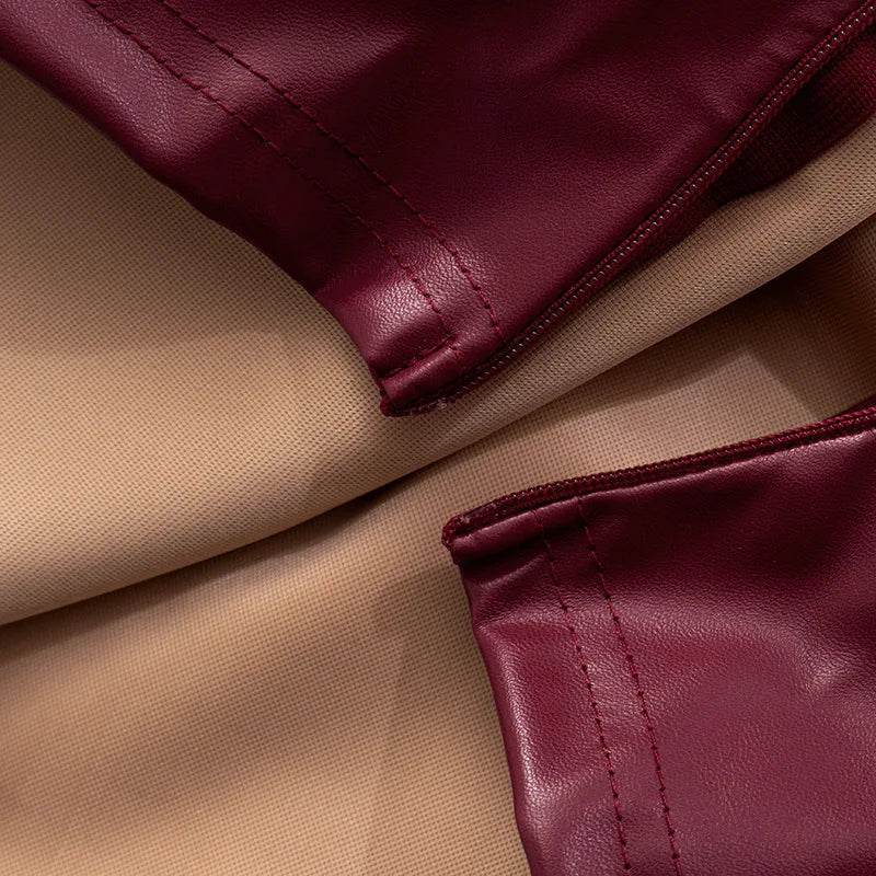 Wine Red Strapless Leather Top – Sexy Slim Fit Party Top Tops LUNARITY GARAGE