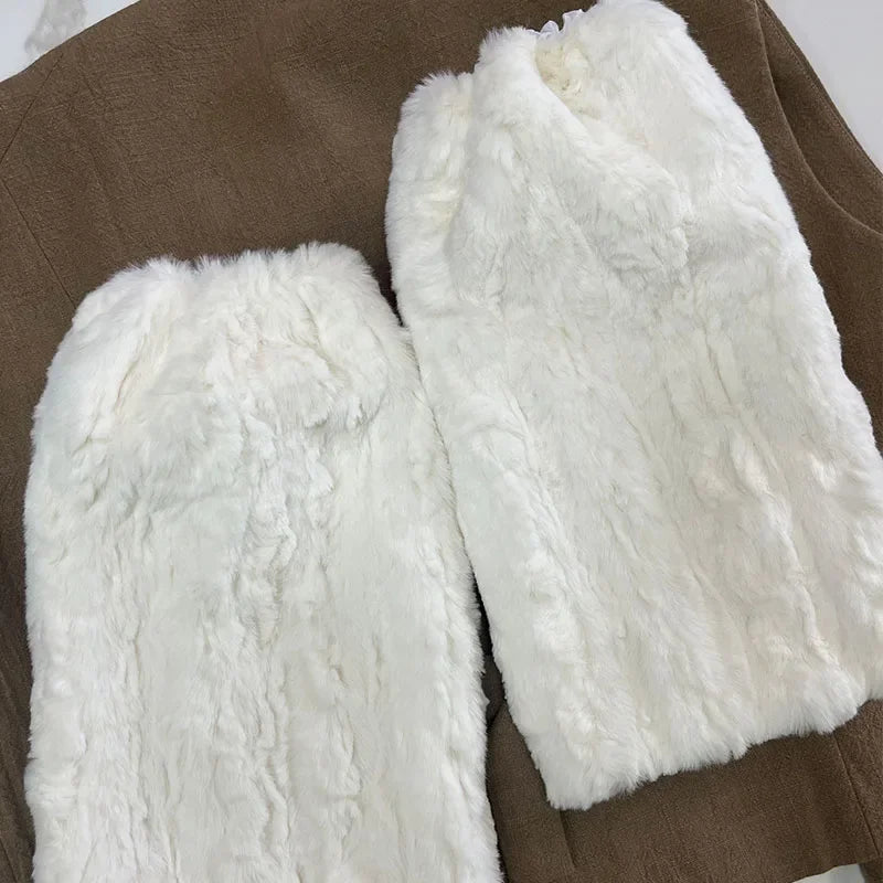 Winter Fluffy Faux Fur Boots Covers – Cozy Y2K Leg Warmers for Mid-Calf Warmth Leg Warmers LUNARITY GARAGE White 30cm 