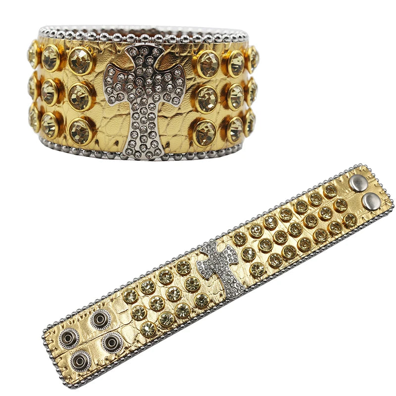 Punk Style Shiny Cross Rhinestone Bracelet Bracelets LUNARITY GARAGE