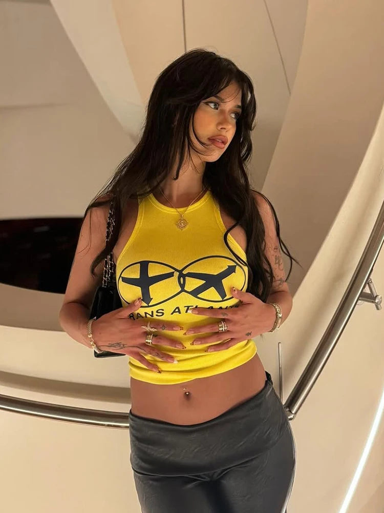 Y2K Trans Atlantic Crop Tank – Bold & Trendy Summer Essential Tank top LUNARITY GARAGE