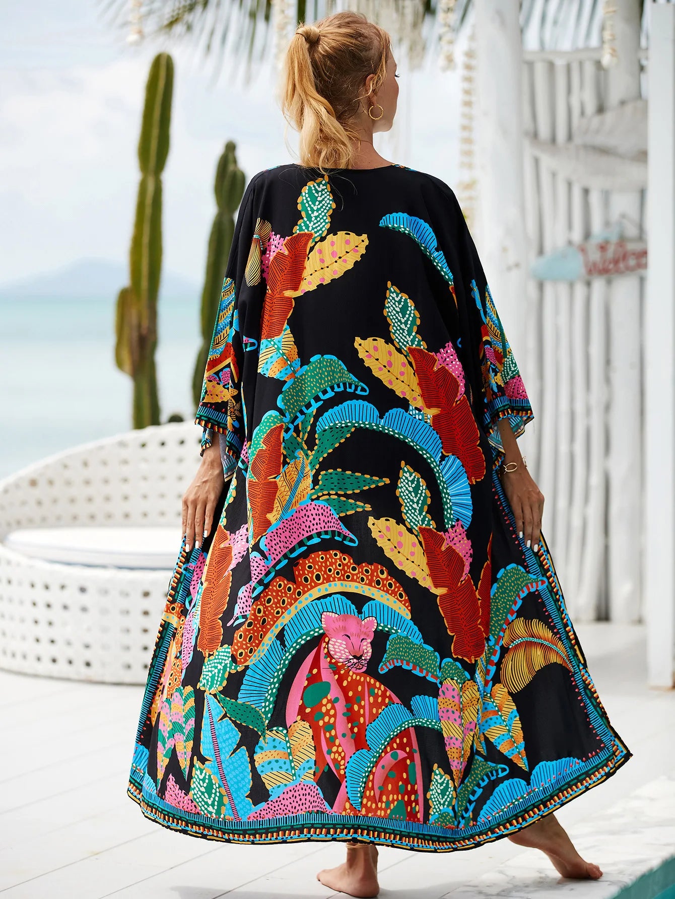 The Africa Printed Beach Kimono Cover-Up kimonos LUNARITY GARAGE