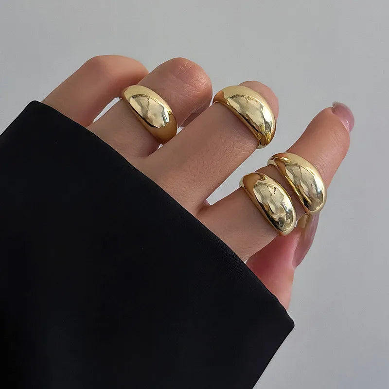 Vintage Geometric Irregular Open Round Ring Set Ring Lunarity Garage 4 pcs Gold