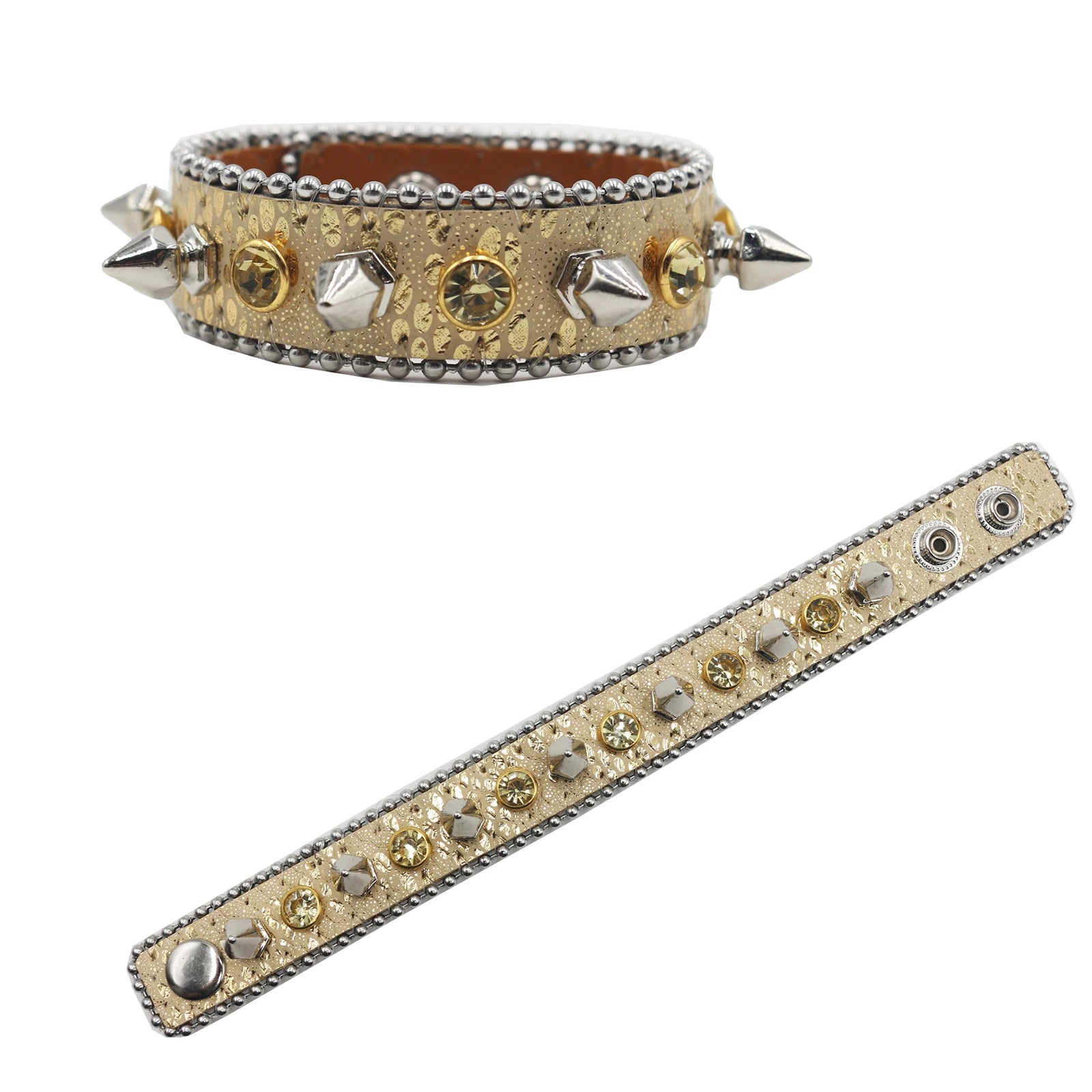 Rhinestone Denim Bracelet – Hip Hop Punk Rock Y2K Style (Unisex) Bracelets LUNARITY GARAGE Gold