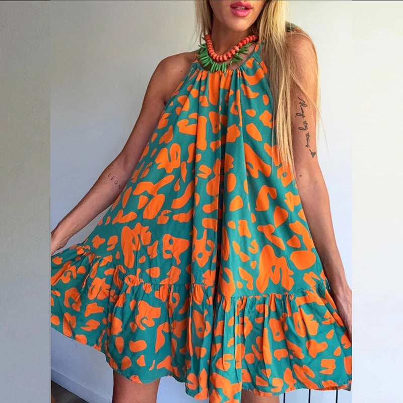 Blossom in Style: The Sexy Halter Floral Print Mini Dress Dress LUNARITY GARAGE