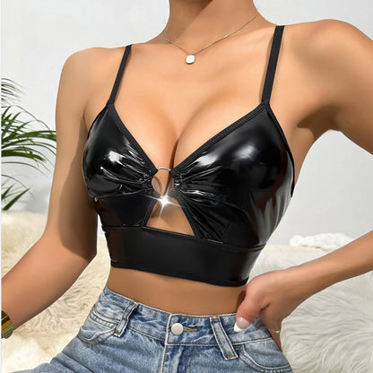 Women's PU Leather Strappy crop top LUNARITY GARAGE