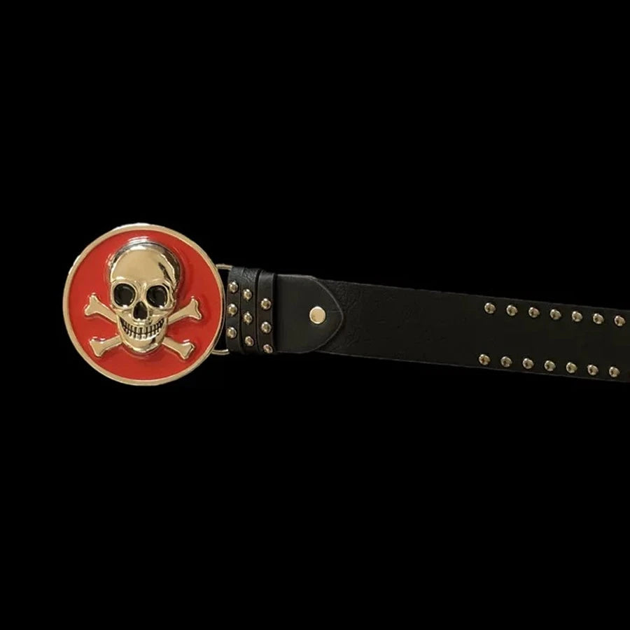 Gothic Punk Rivet Letter Waist Chain Belt - Y2K Skull Devil Charm Belt Belt LUNARITY GARAGE Red Skull 120cm