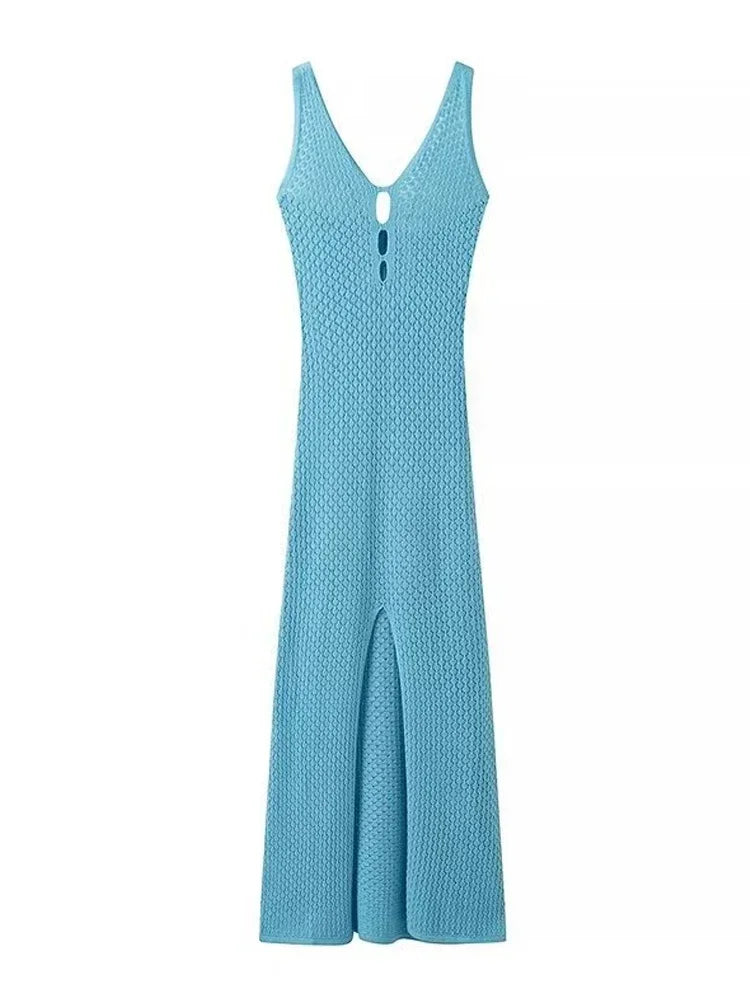 Sun-Drenched Sensation: The Sexy Deep V-Neck Cut Out Maxi Beach Dress covers up LUNARITY GARAGE