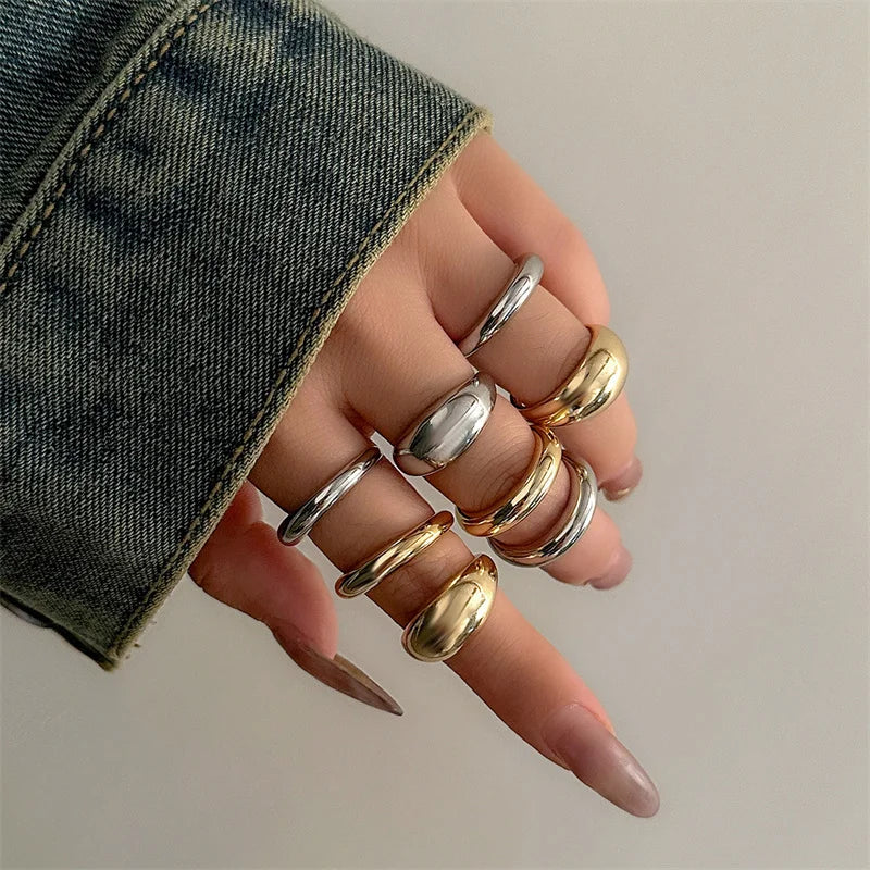 Vintage Geometric Irregular Open Round Ring Set Ring Lunarity Garage   