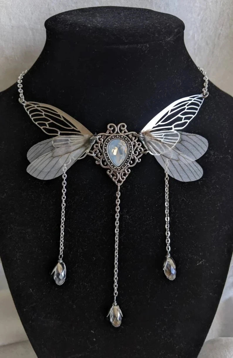 Enchanted Faerie Queen Wing Necklace Necklace Lunarity Garage Gray