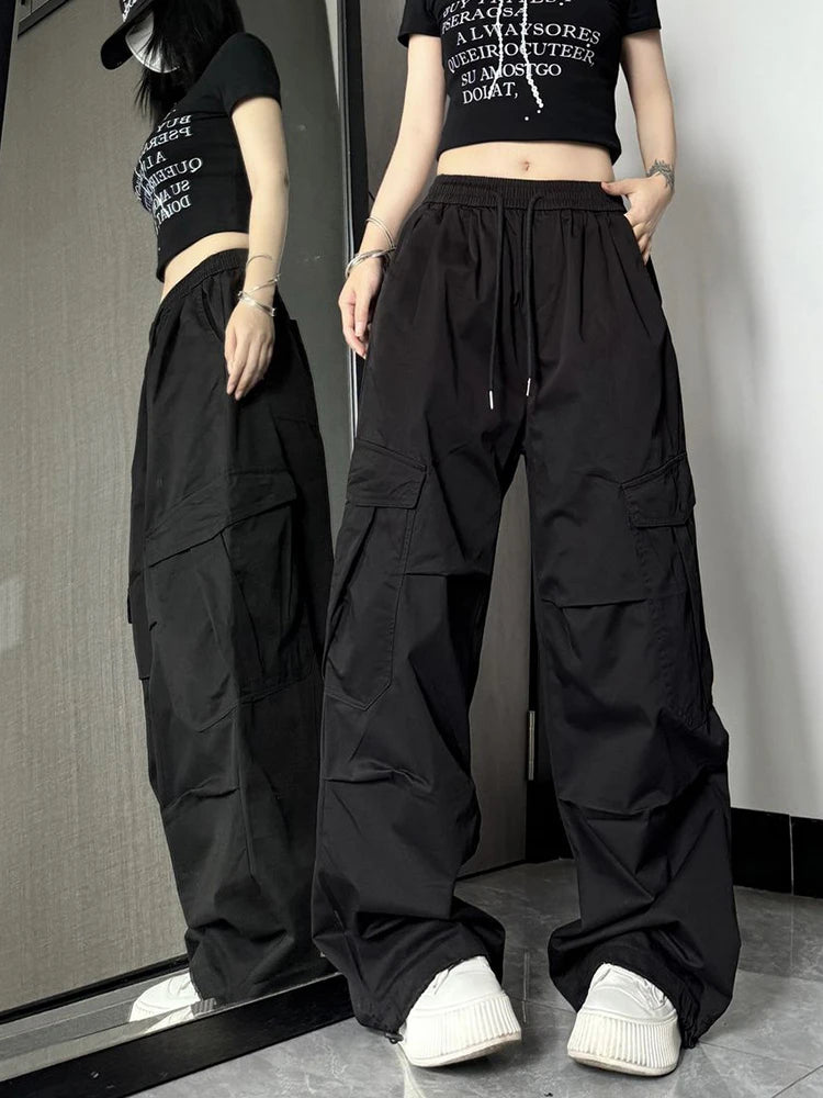 Y2K High Waist Wide Leg Cargo Pants – Streetwear Essential Pants LUNARITY GARAGE