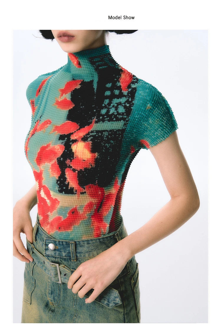 Women’s Tie-Dye Bodycon Crop Top – Short Sleeve Y2K Coquette Kawaii Aesthetic Tee Tshirt LUNARITY GARAGE
