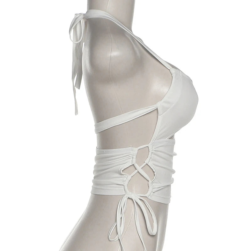 Y2K Backless Bandage Halter Crop Top – Bold & Trendy crop top LUNARITY GARAGE
