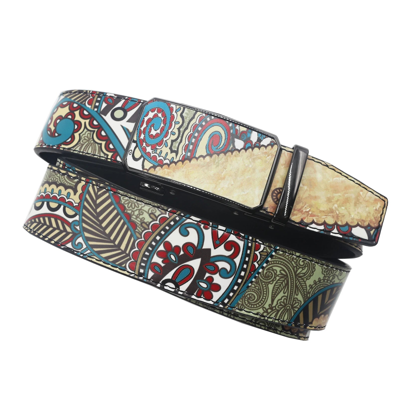 Elegant Hip Hop Automatic Buckle Belt – Luxury Vintage Print (3.5cm) belt LUNARITY GARAGE