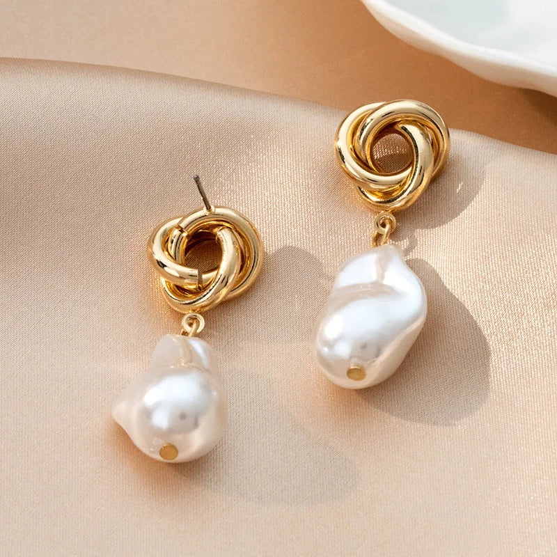 Vintage Irregular Baroque Pearl Drop Earrings Earrings Lunarity Garage