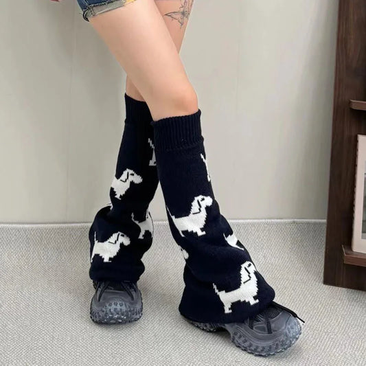 Cute Dachshund Dog Knit Leg Warmers Mid Calf Socks Ankle Covers Winter Thickened Warm Sweet Calf Socks Harajuku Leg Covers Leg warmer LUNARITY GARAGE   