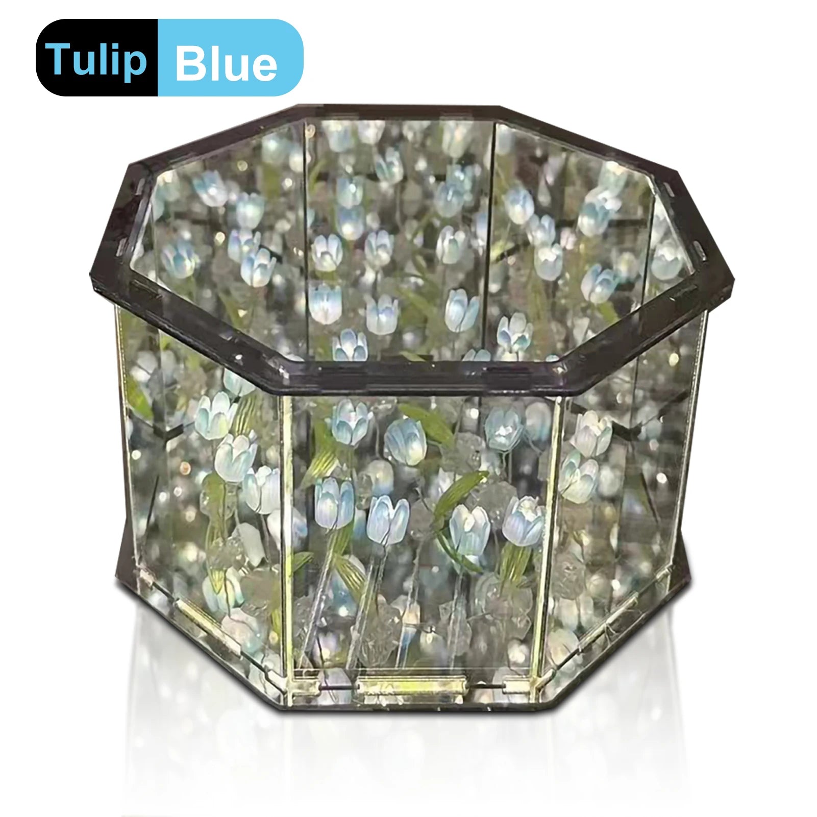 DIY Tulip LED Night Light – Magic Cube Table Lamp & Mirror 2-in-1 Decorative Gift Night Lights LUNARITY GARAGE B-Blue