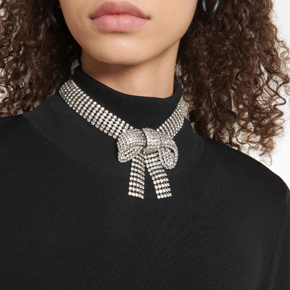 Chunky Crystal Exaggerated Bow Rhinestone Choker Necklace Necklace Lunarity Garage   