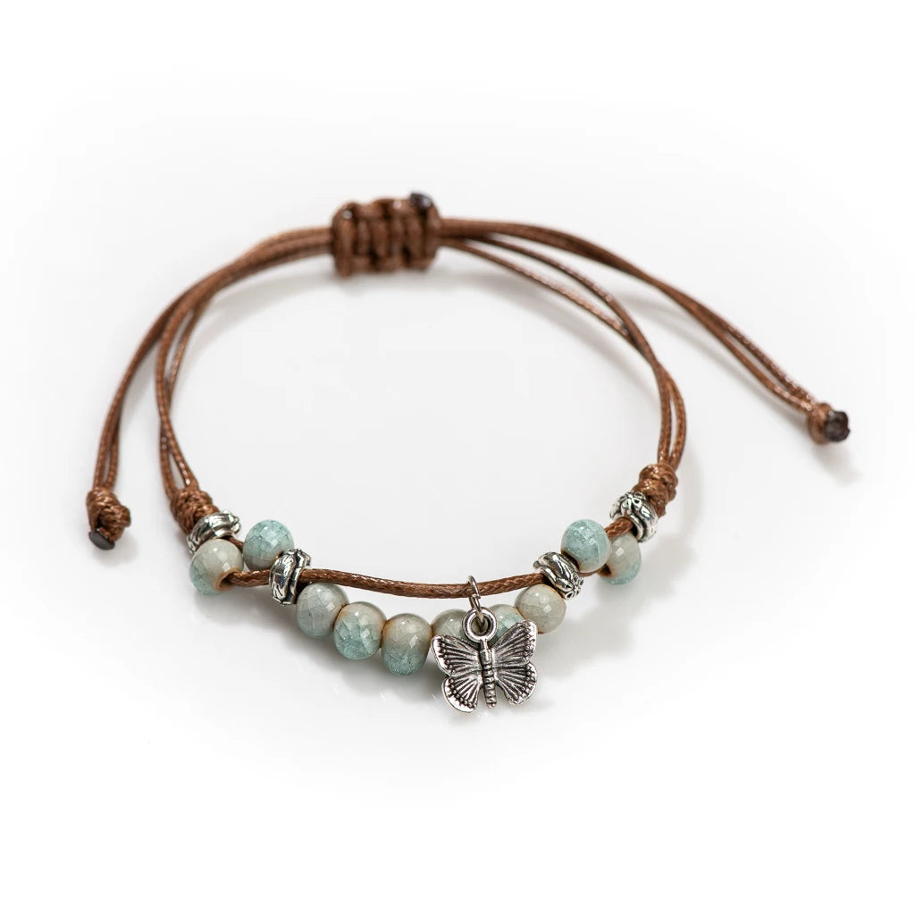 Handmade Butterfly Ceramic Cracked Ice Vintage Adjustable Bracelet bracelets LUNARITY GARAGE H920C