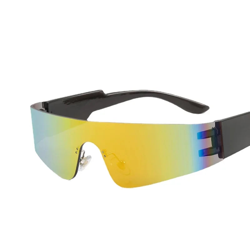 Rimless Oval Rave Sunglasses - Stylish Y2K Sport Eyewear Sunglasses Lunarity Garage Yellow