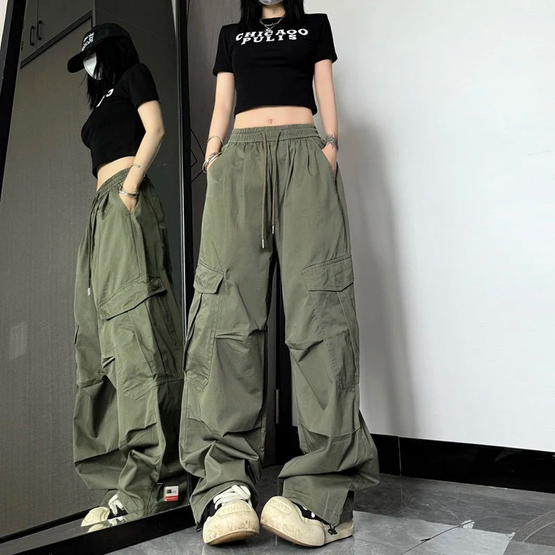 Y2K High Waist Wide Leg Cargo Pants – Streetwear Essential Pants LUNARITY GARAGE