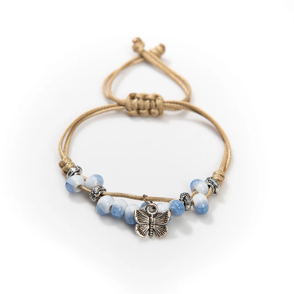 Handmade Butterfly Ceramic Cracked Ice Vintage Adjustable Bracelet bracelets LUNARITY GARAGE H920I