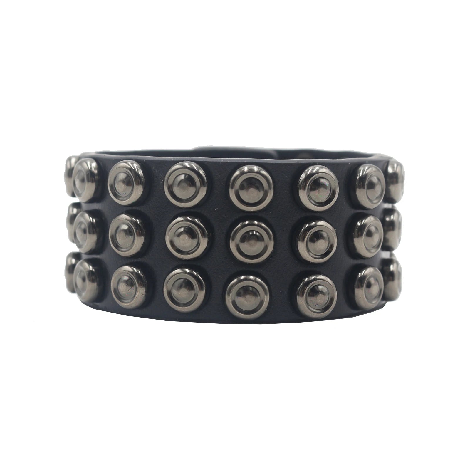Skull Cross Rivet Wide Cuff Bracelet – Genuine Leather Punk Rock Bangle Bracelets LUNARITY GARAGE 07