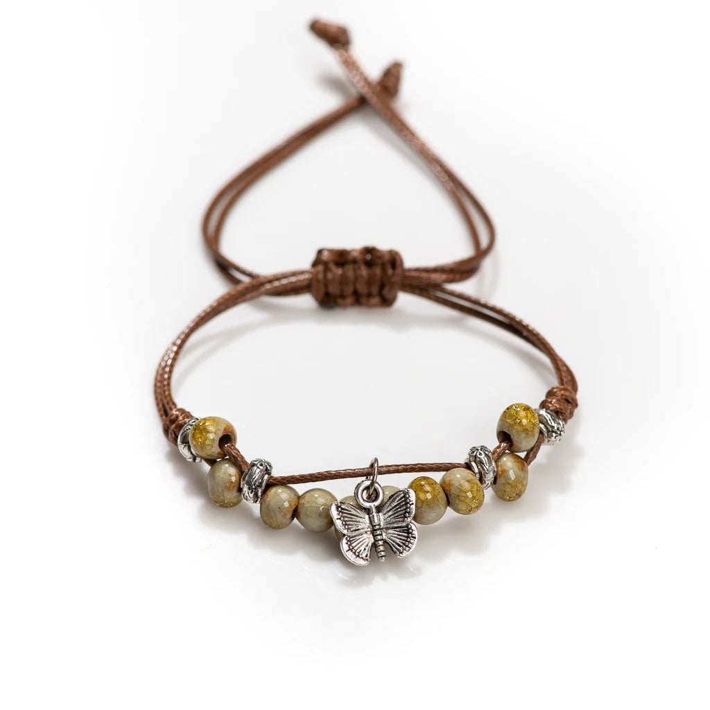 Handmade Butterfly Ceramic Cracked Ice Vintage Adjustable Bracelet bracelets LUNARITY GARAGE H920D