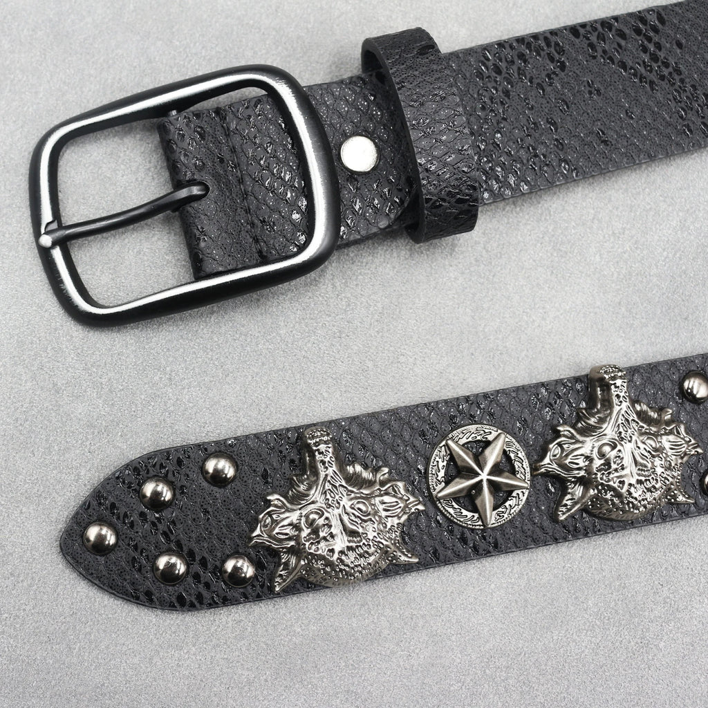 Fashion Wolf Rivet Belt – Studded Skull Punk Rock belt LUNARITY GARAGE