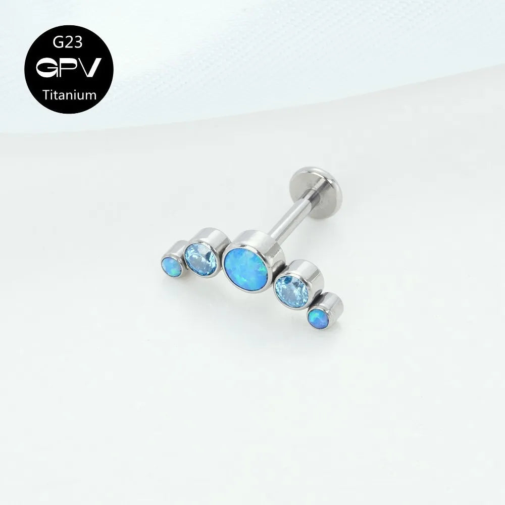 Titanium Ear Stud Zircon Opal Piercing Jewelry In 25 Colors Optional Women's Party Bar Fashion Ear Cartilage Stud Ear Piercings Lunarity Garage   