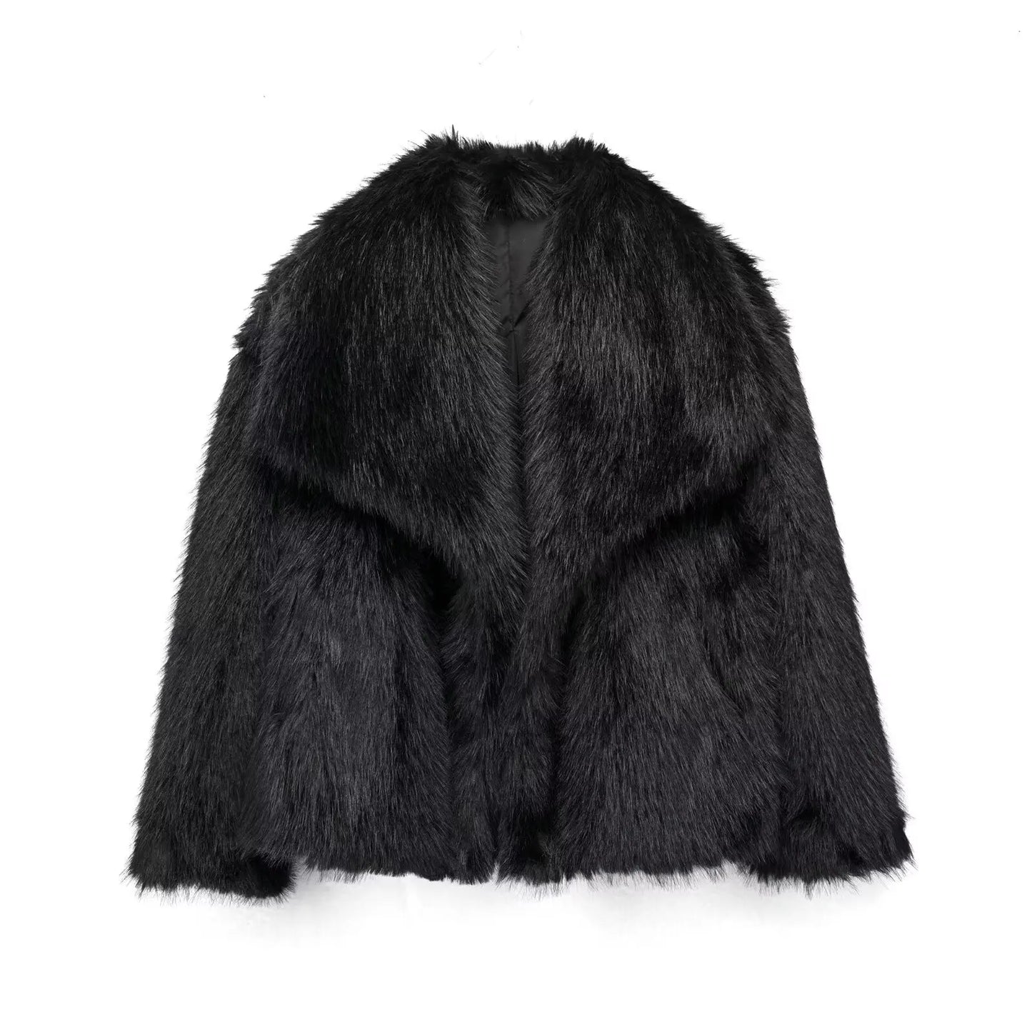 Vintage Cropped Faux Fur Jacket – Elegant Winter Style fur coat LUNARITY GARAGE Black S