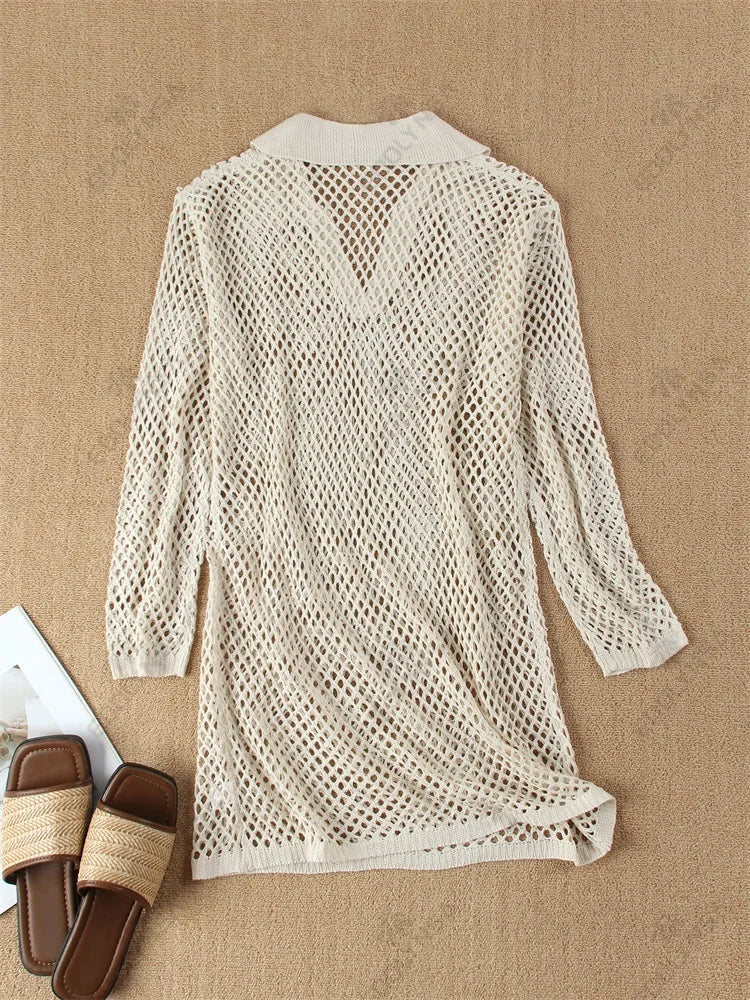 Embrace Bohemian Chic: The Solid Knit Mini Beach Dress covers up LUNARITY GARAGE