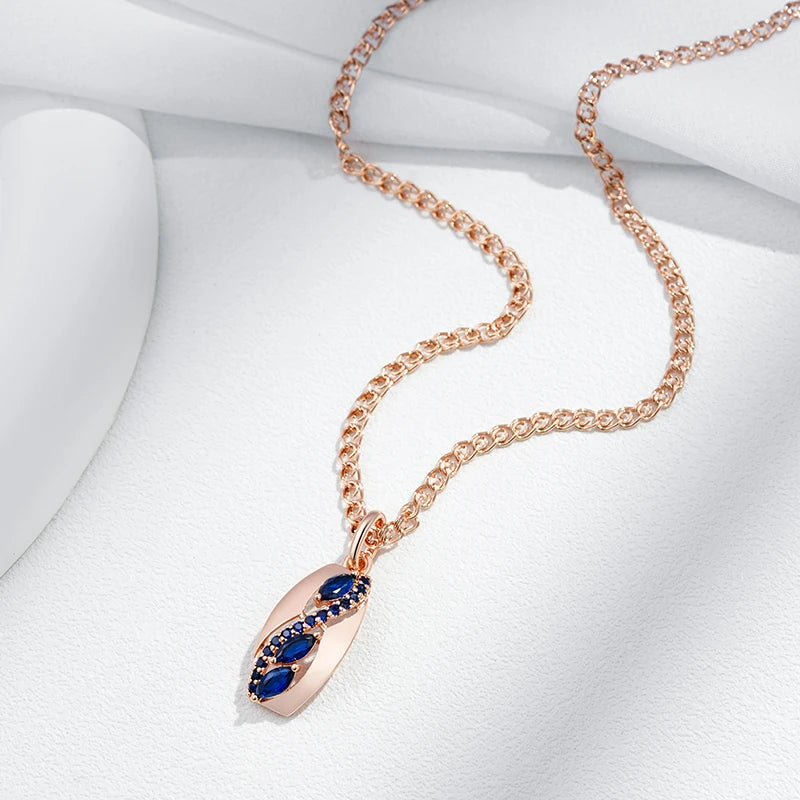 Shiny Rhombus Blue Natural Zircon Pendant Necklace necklaces LUNARITY GARAGE   