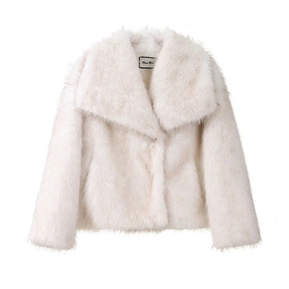 Luxury Faux Fur Gradient Coat for Women – 2025 Winter Collection coat LUNARITY GARAGE Beige Gradient Coat S