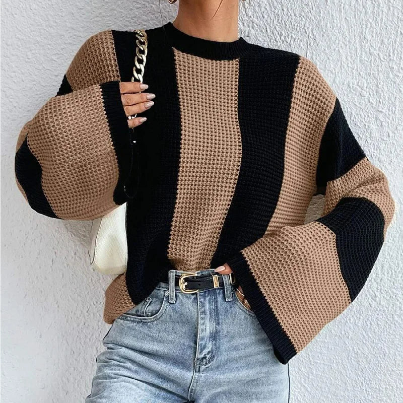 O-Neck Knitted Pullover – Flare Sleeve Crochet Y2K Sweater Sweaters LUNARITY GARAGE