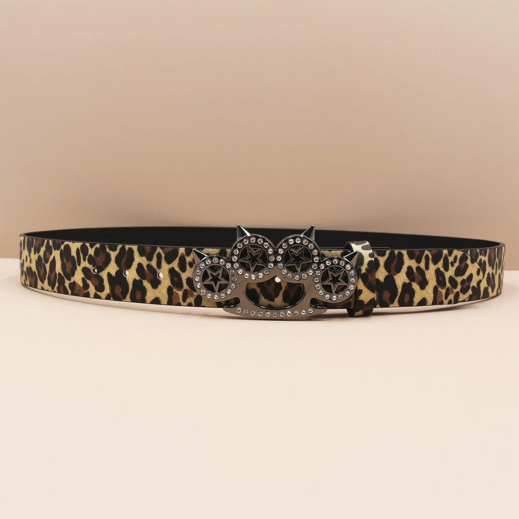 Leopard Print Rhinestone Y2K Belt - Hip Hop Western Shiny Waistband Belt LUNARITY GARAGE