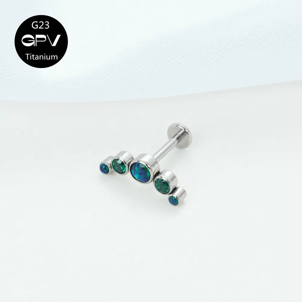 Titanium Ear Stud Zircon Opal Piercing Jewelry In 25 Colors Optional Women's Party Bar Fashion Ear Cartilage Stud Ear Piercings Lunarity Garage   