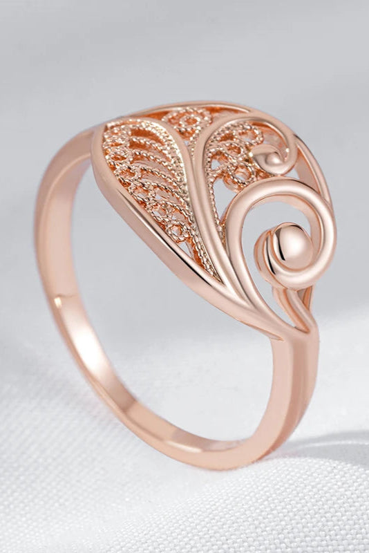 Glossy Rose Gold Hollow Flower Bridal Ring – Unique Ethnic Jewelry ring LUNARITY GARAGE