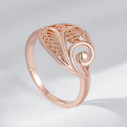 Glossy Rose Gold Hollow Flower Bridal Ring – Unique Ethnic Jewelry ring LUNARITY GARAGE   