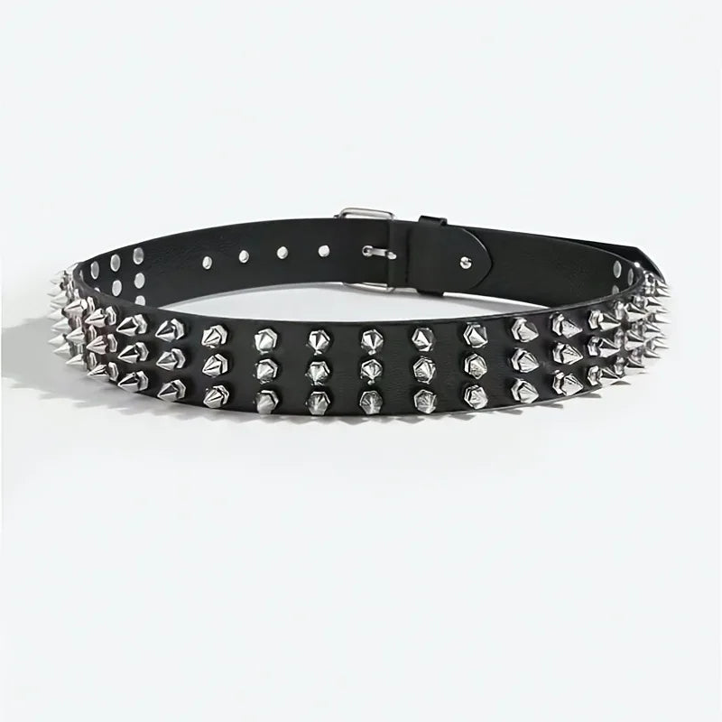 Star Eyelet Double Buckle Punk Belt - Versatile Y2K Jeans Waist Belt Belt LUNARITY GARAGE