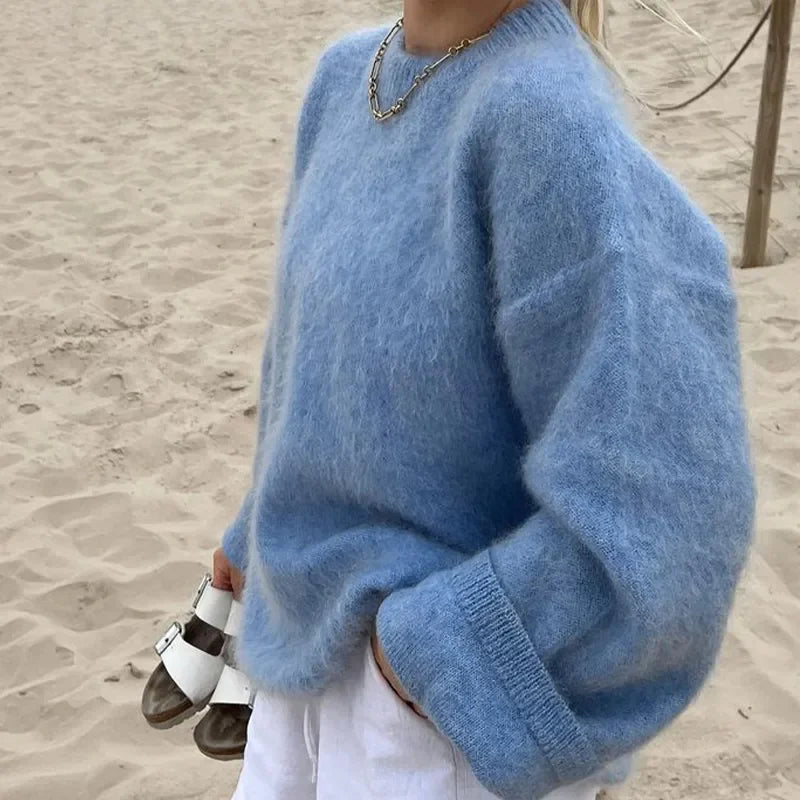 Cozy Oversized Knit Sweater – Effortless Elegance & Warmth Sweaters Lunarity Garage Blue S