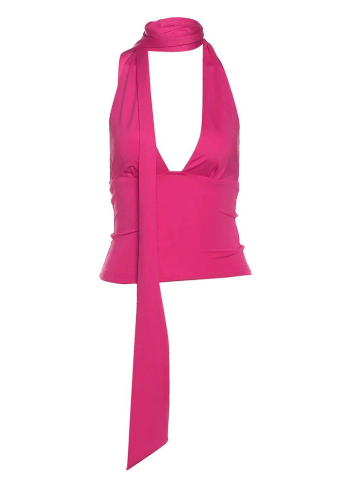 Scarf Halter Tank Top - Backless Irregular Hem Sexy Y2K Vest Tank top LUNARITY GARAGE