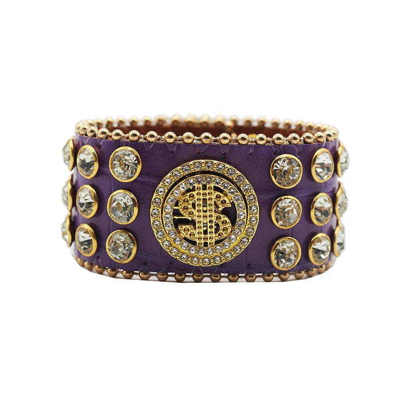 Western Rhinestone Spinner Bracelet Bracelets LUNARITY GARAGE MJ-Pruple