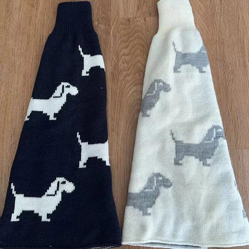 Cute Dachshund Dog Knit Leg Warmers Mid Calf Socks Ankle Covers Winter Thickened Warm Sweet Calf Socks Harajuku Leg Covers Leg warmer LUNARITY GARAGE   
