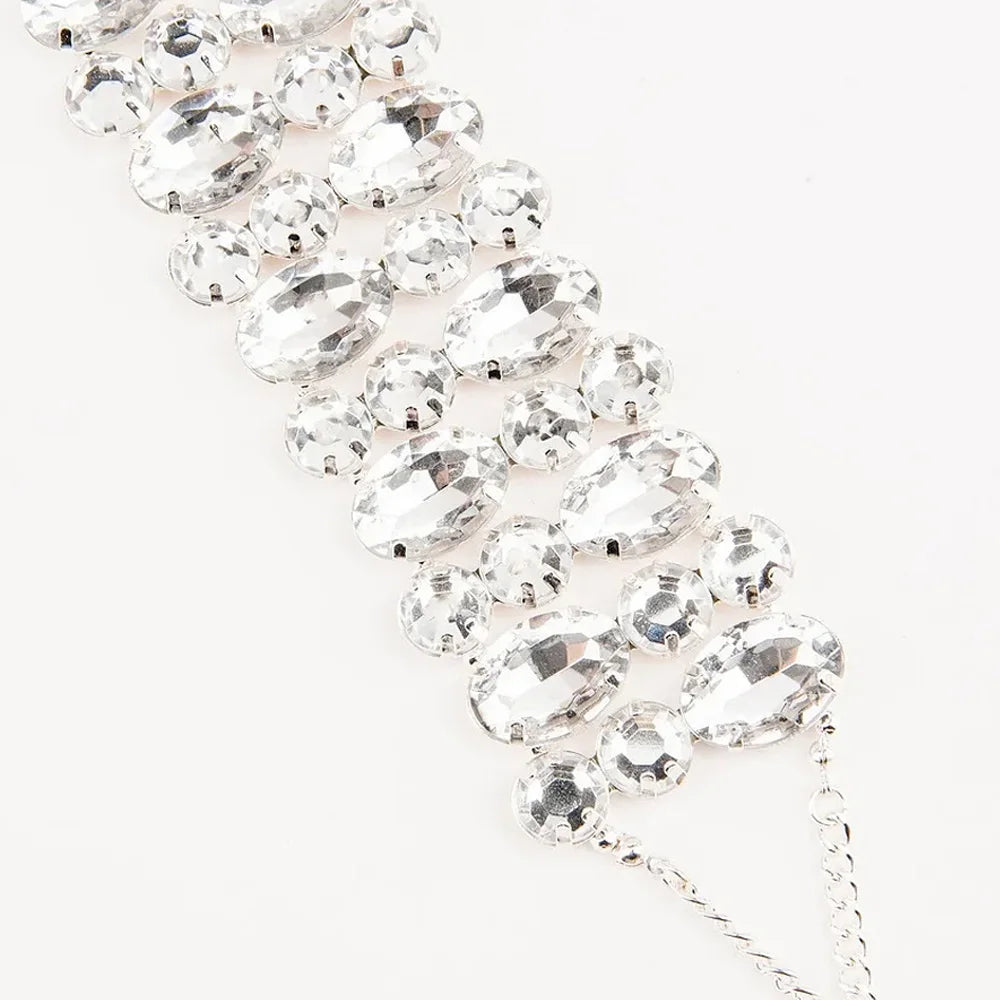 Large Rhinestone Multi-Row Choker Necklace Necklace Lunarity Garage   