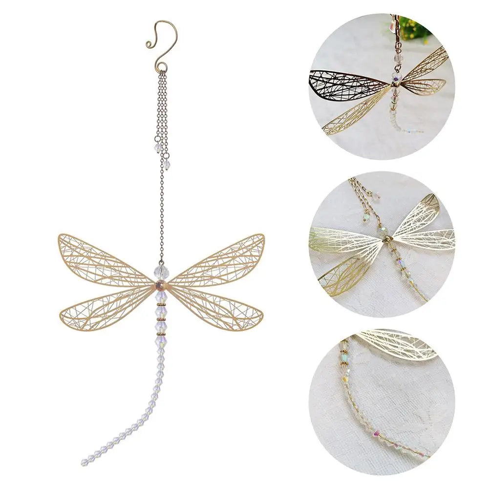 Metal Wing Dragonfly & Butterfly Crystal Suncatcher – Garden Wind Chimes & Home Window Car Decor Suncatcher Lunarity Garage