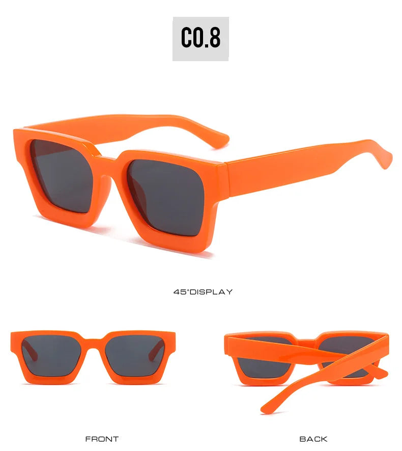 Vintage Square Candy Color Sunglasses – UV400 Gradient Designer Shades Sunglasses LUNARITY GARAGE